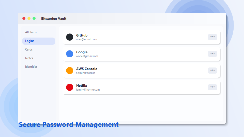 Bitwarden 密码保险箱界面